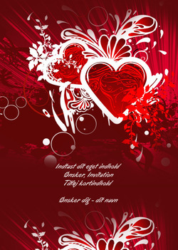 Dekorativt kort med røde hjerter